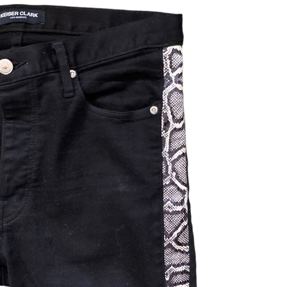 Keiser Clark Racer Denim Jeans Black faux python detailing - Picture 4 of 12